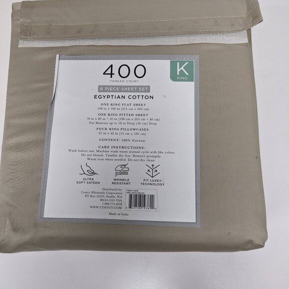 Hotel Signature Egyptian Cotton King Sheet Set 6 piece 400  Hotel Signature Sateen 400 Thread Ct King Tan Egyptian Cotton 6-Piece Sheet Set